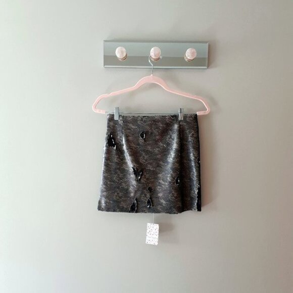 NWT Free People sequin camo print high rise mini skirt, 0 - Picture 6 of 8
